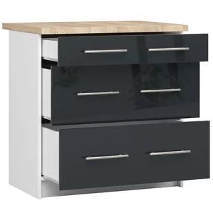 Szafka OLIWIA S80 3SZ + BLAT BIAŁA / GRAFIT POŁYSK - Meble kuchenne - miniaturka - grafika 2