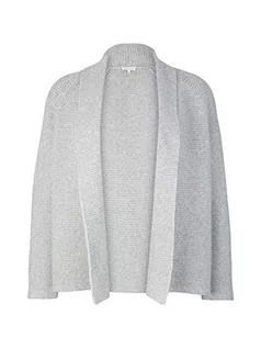 Swetry damskie - TOM TAILOR Damski Plussize kardigan z kołnierzem szalowym 1035034, 30282 - Concrete Grey Melange, 44 Duże rozmiary - grafika 1