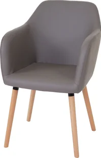 Krzesło do jadalni Malmö T381, krzesło kuchenne, design retro 50s ~ imitacja skóry , taupe-szary, jasne nogi - Krzesła - miniaturka - grafika 1