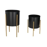 Kwietniki - Osłonka metalowa czarno-złota 2 sztuki - miniaturka - grafika 1