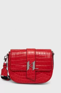 Torebki damskie - KARL Lagerfeld Lagerfeld torebka skórzana kolor czerwony - grafika 1