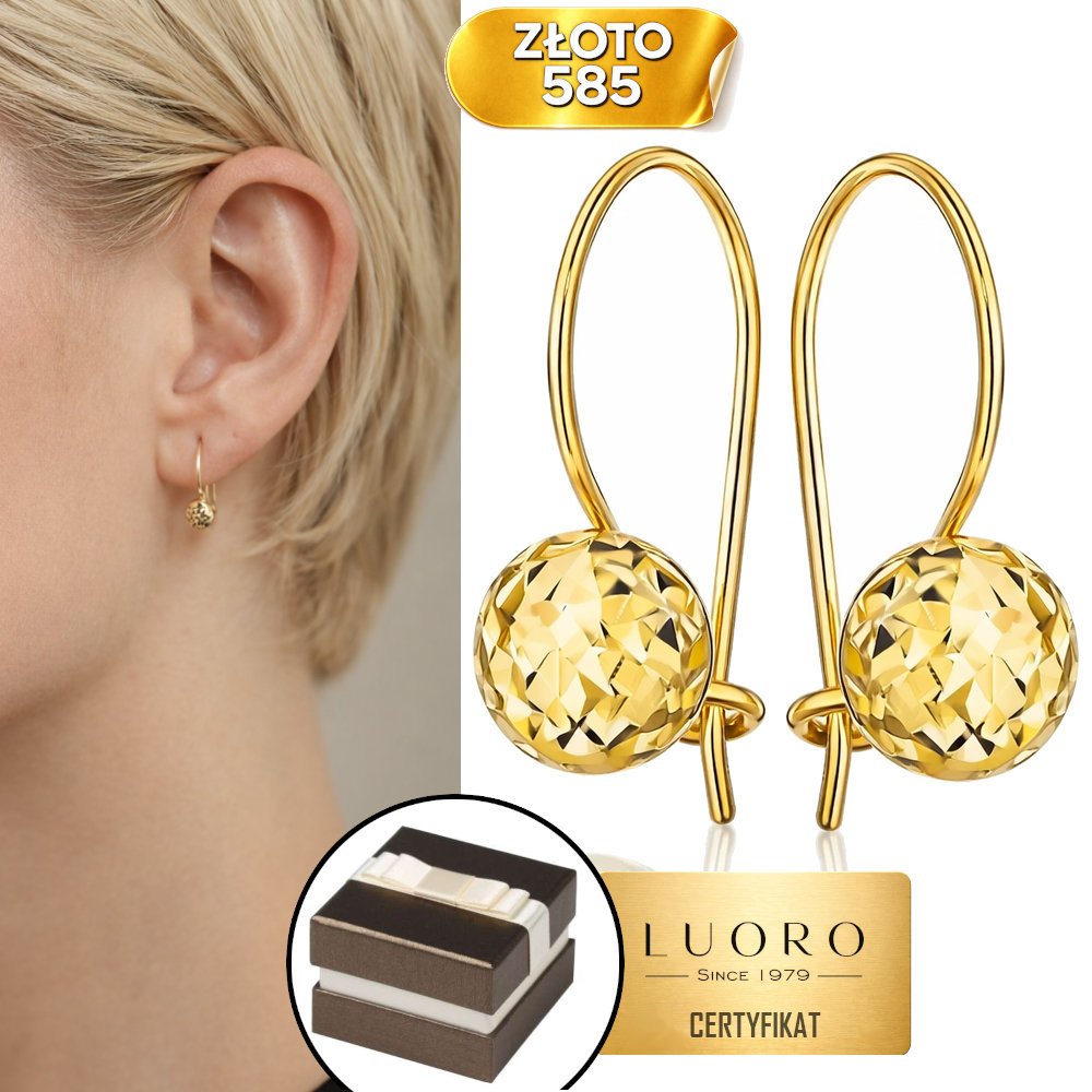 KOLCZYKI ZŁOTE 585 14K KÓŁKA DIAMENTOWANE BIGIEL 5,5 MM ELEGANCKIE