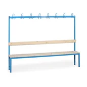 Meble do szkół i przedszkoli - B2B Partner Ławka szatniowa z wieszakiem, siedzisko - listwy, długość 2000 mm, niebieska 179318 - miniaturka - grafika 1