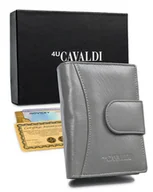 Portfele - Portfel skórzany damski Cavaldi mała portmonetka na karty i gotówkę z ochroną RFID, szary - miniaturka - grafika 1