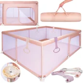 Łóżeczka i kojce - Kojec Dla Dziecka Łóżeczko Duży Plac Zabaw 150 X 200 X 68 Cm + Uchwyty Do Kojca Zestaw - miniaturka - grafika 1