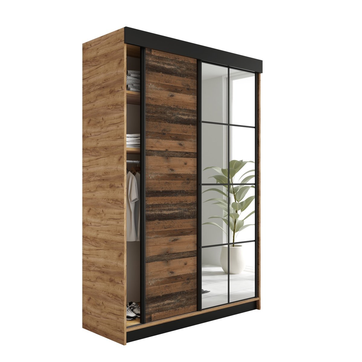 SZAFA PRZESUWNA FARO 167x205x59cm - Dąb Craft Złoty i Old Style