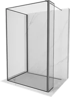 Ścianki i drzwi prysznicowe - Mexen Kioto ścianka prysznicowa Walk-in 130 x 90 x 40 cm, czarny wzór, gun metal - 800-130-090-221-95-70-040 - miniaturka - grafika 1