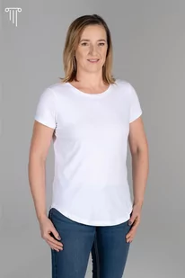 Koszulka premium bawełna a'la Supima figura kolumna biała 2XL / Biały - Koszulki i topy damskie - miniaturka - grafika 1