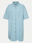 Sukienki - Roxy Sukienka jeansowa Pacific Night ERJDD03005 Niebieski Relaxed Fit - miniaturka - grafika 1