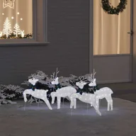 Ozdoby bożonarodzeniowe - vidaXL LED Renifery 4 pcs Srebrny 45 x 19 x 65 cm tkanina - miniaturka - grafika 1