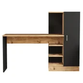 Biurka - HowHomely Biurko z szafką LAURA sosna czarny - miniaturka - grafika 1