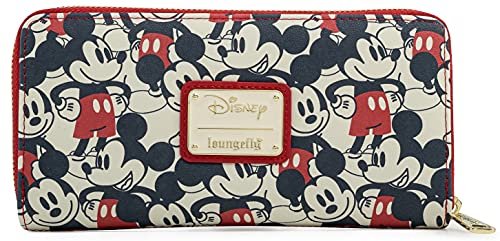 Loungefly Disney Myszka Miki i Minnie portfel z zamkiem błyskawicznym wokół kopertówki sztuczna skóra, wielokolorowy, portfel zapinany na zamek błyskawiczny