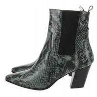 Botki damskie - BIANCO BOTKI DAMSKIE SKÓRZANE WE WZÓR 39 2Z2E4* 39 2Z2 - miniaturka - grafika 1