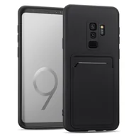 Etui i futerały do telefonów - Etui na telefon komórkowy Samsung Galaxy S9 Plus silikonowe etui ochronne z kieszenią na kartę Slim Wallet Case, czarne - miniaturka - grafika 1