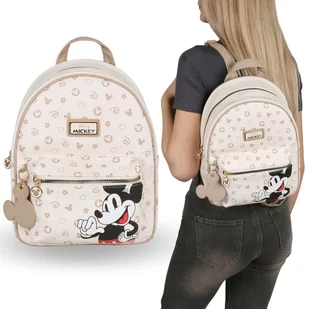 Myszka Mickey Disney Beżowy plecak damski, pojemny, plecak miejski 30x23x11cm - Plecaki - miniaturka - grafika 1