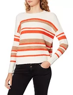Swetry damskie - Gerry Weber Edition Sweter damski, Ecru/białe/czerwone/pomarańczowe paski, 34 - miniaturka - grafika 1