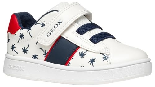 Geox B ECLYPER Boy A, buty dziecięce-dziecięce, białe/czerwone, 24 EU, Biało-czerwony, 24 EU