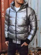 Kurtki męskie - Kurtka męska zimowa z kapturem srebrna Dstreet TX3948-3XL - miniaturka - grafika 1