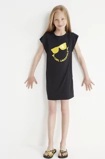 Sukienki - Karl Lagerfeld Lagerfeld Lagerfeld sukienka dziecięca kolor czarny mini prosta - grafika 1
