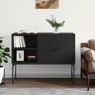 vidaXL Szafka, czarna, 100x40x79,5 cm, materiał drewnopochodny - Komody - miniaturka - grafika 1