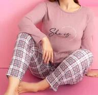 Piżamy damskie - Damska piżama z długim rękawem i długimi spodniami 2XL XXL bawełniana 5330 - miniaturka - grafika 1