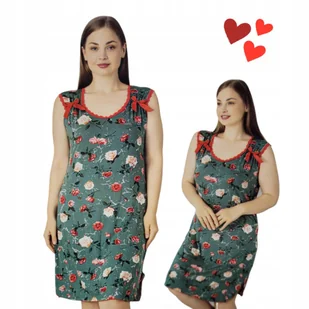 WISKOZOWA KOSZULA NOCNA do spania piżama bez rękawa kwiaty 48 50 4XL 5XL - Bielizna nocna - miniaturka - grafika 1