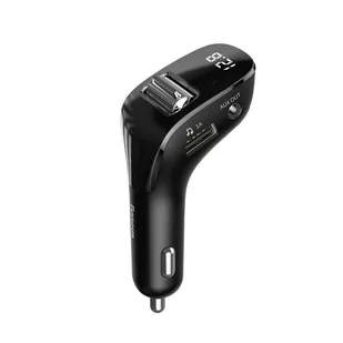 Baseus F40 nadajnik transmiter FM audio Bluetooth port AUX ładowarka samochodowa 2x USB 15W 2A czarny (CCF40-A01) CCF40-A01 - Ładowarki samochodowe - miniaturka - grafika 1