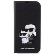 Etui i futerały do telefonów - Karl Lagerfeld Pokrowiec PU Saffiano Karl and Choupette NFT Book na iPhone 13 Pro Max KLBKP13XSANKCPK Czarne - miniaturka - grafika 1