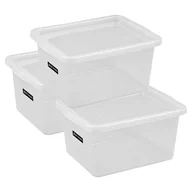 Pudła i pojemniki do przechowywania - Zestaw 3 pojemników z pokrywą Basic 18l - miniaturka - grafika 1