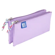 Piórniki - Piórnik saszetka Floral, podwójna, pastelowa liliowa - miniaturka - grafika 1