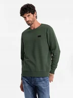 Bluzy męskie - Nierozpinana dresowa bluza męska ciemnozielona V4 OM-SSNZ-0136 XXL - miniaturka - grafika 1
