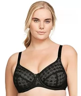 Biustonosze - Glamorise Pełna figura Plus Size Koronkowy Comfort Wonderwire Biustonosz Fiszbiny #9855 Czarny, Czarny, 115D - miniaturka - grafika 1