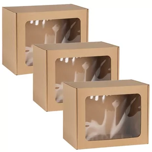 Prostokątne pudełko fasonowe z okienkiem, pudełko prezentowe 25x20x10 cm x3 - Zestawy upominkowe - miniaturka - grafika 1