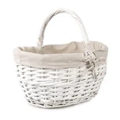 Pozostałe akcesoria do uprawy roślin - Koszyk wiklinowy z materiałem 31 x 24 x 16/30 cm biały - miniaturka - grafika 1