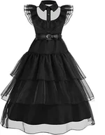 Sukienki - Strój Wednesday Addams Sukienka Balowa Włosy 150 - miniaturka - grafika 1