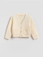 Bluzy dla dziewczynek - Reserved - Kardigan na guziki - kremowy - miniaturka - grafika 1