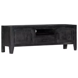 vidaXL Szafka pod TV, czarna, 118 x 30 x 40 cm, lite drewno mango - Szafki RTV - miniaturka - grafika 1