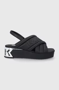 Sandały damskie - KARL Lagerfeld Lagerfeld sandały K-BLOK WEDGE damskie kolor czarny na platformie - grafika 1