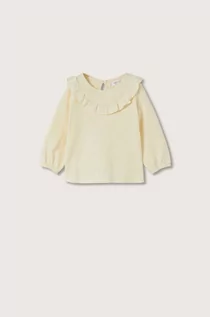 Bluzki damskie - Mango Kids bluzka bawełniana dziecięca Saio kolor żółty gładka - grafika 1