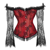 Gorsety - Koronkowy gorset z rękawami - miniaturka - grafika 1