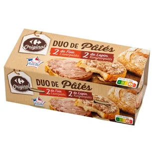 Carrefour Original Pasztet z wątróbki i pasztet z królika 320 g (4 x 80 g) - Pasztet i przetwory mięsne - miniaturka - grafika 1