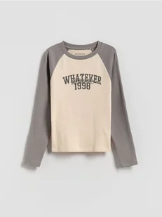 Reserved - Koszulka z nadrukiem - kremowy - Bluzki dla dziewczynek - miniaturka - grafika 1