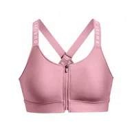 Biustonosze - Biustonosz treningowy UNDER ARMOUR UA Infinity High Bra Zip - różowy - miniaturka - grafika 1