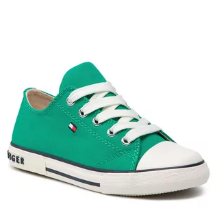 Buty dla chłopców - Trampki Tommy Hilfiger - Low Cut Lace-Up Sneaker T3X4-32207-0890 M Green 400 - grafika 1