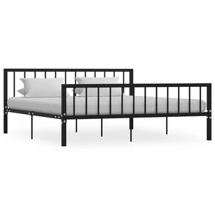 vidaXL Rama łóżka, czarna, metalowa, 180 x 200 cm - Łóżka - miniaturka - grafika 1