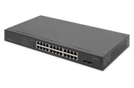 Pozostałe akcesoria sieciowe - Digitus 24-portowy przełącznik sieciowy Gigabit, 19-calowy, niezarządzalny, 2 porty Uplink, SFP - miniaturka - grafika 1