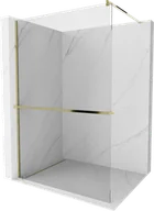 Ścianki i drzwi prysznicowe - Mexen Kioto+ ścianka prysznicowa z półką Walk-in 130 x 200 cm, transparent, złota - 800-130-121-50-00 - miniaturka - grafika 1