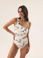 Stroje kąpielowe - Strój plażowy jednoczęściowy Firenze Esotiq kremowy L/75D - miniaturka - grafika 1