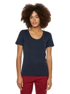 Koszulki i topy damskie - Tommy Hilfiger Koszulka Damska T-Shirt Slim New Cosy C-Nk Ss Navy Ww0Ww36601 Dw5 S - miniaturka - grafika 1