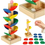 Klocki - Drewniana Wieża Drzewko Gra Edukacyjna Tor Kulkowy Drewniany Montessori - miniaturka - grafika 1